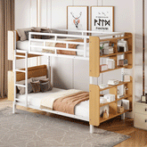 Bellemave® Metal Bunk Bed with Ladder and Full-Length Guardrail, Storage Space(Convertible) - Bellemave